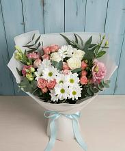 Букет цветов из:  Розы, Лизиантусы и Хризантемы в Линёво Волгоградской области