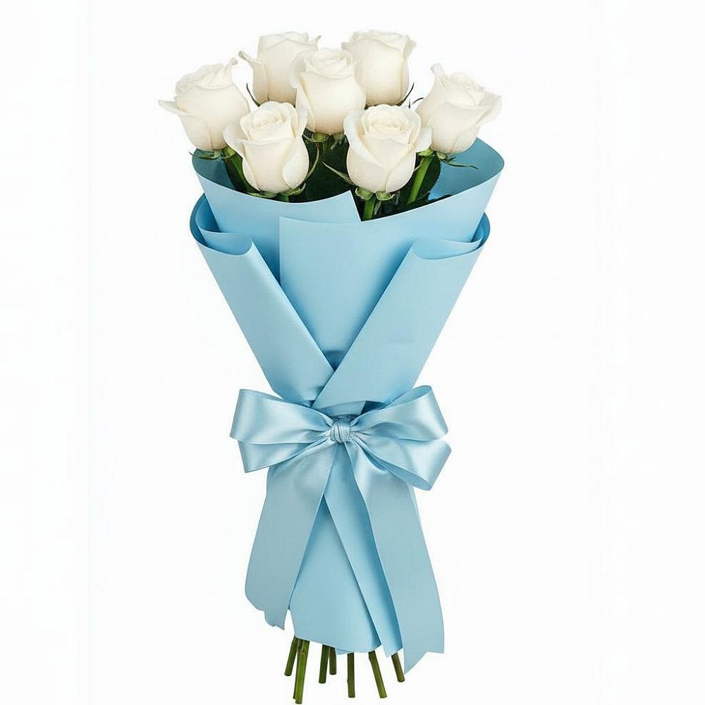 Букет 7 белых роз Проуд в Линёво Волгоградской области