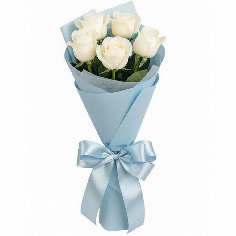 Букет 5 Белых роз Проуд в Линёво Волгоградской области