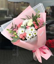 Букет цветов из:  Розы, Лизиантусы и Хризантемы в Линёво Волгоградской области