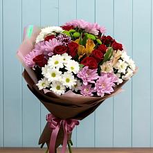 Букет цветов из:  Розы, Хризантемы и Альстромерии в Линёво Волгоградской области