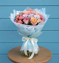 Букет цветов из:  Хризантемы и Розы в Линёво Волгоградской области